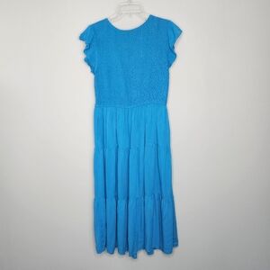 Carribean Blue Smocked Top 3 Tiered Maxi Dress Sz large